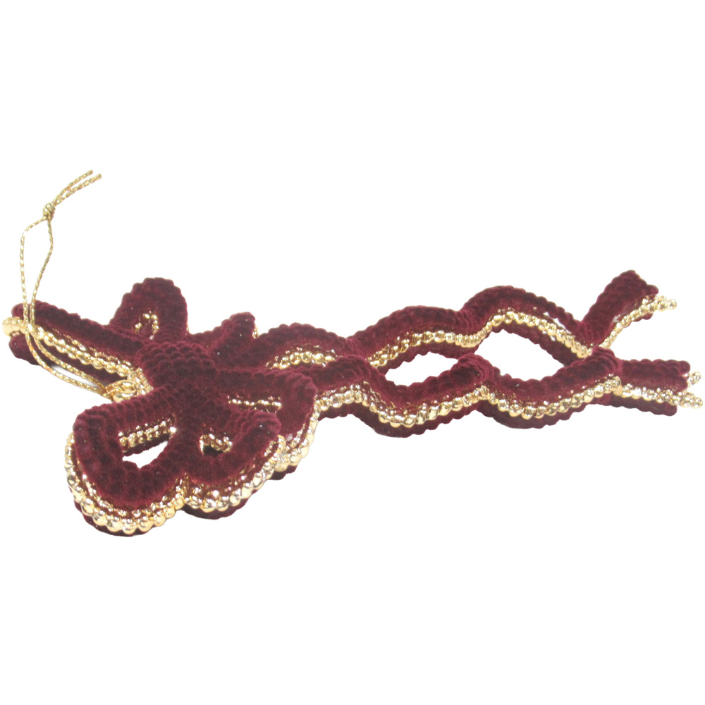 Burgundy and Gold Hanging Bow Decoration Image 3