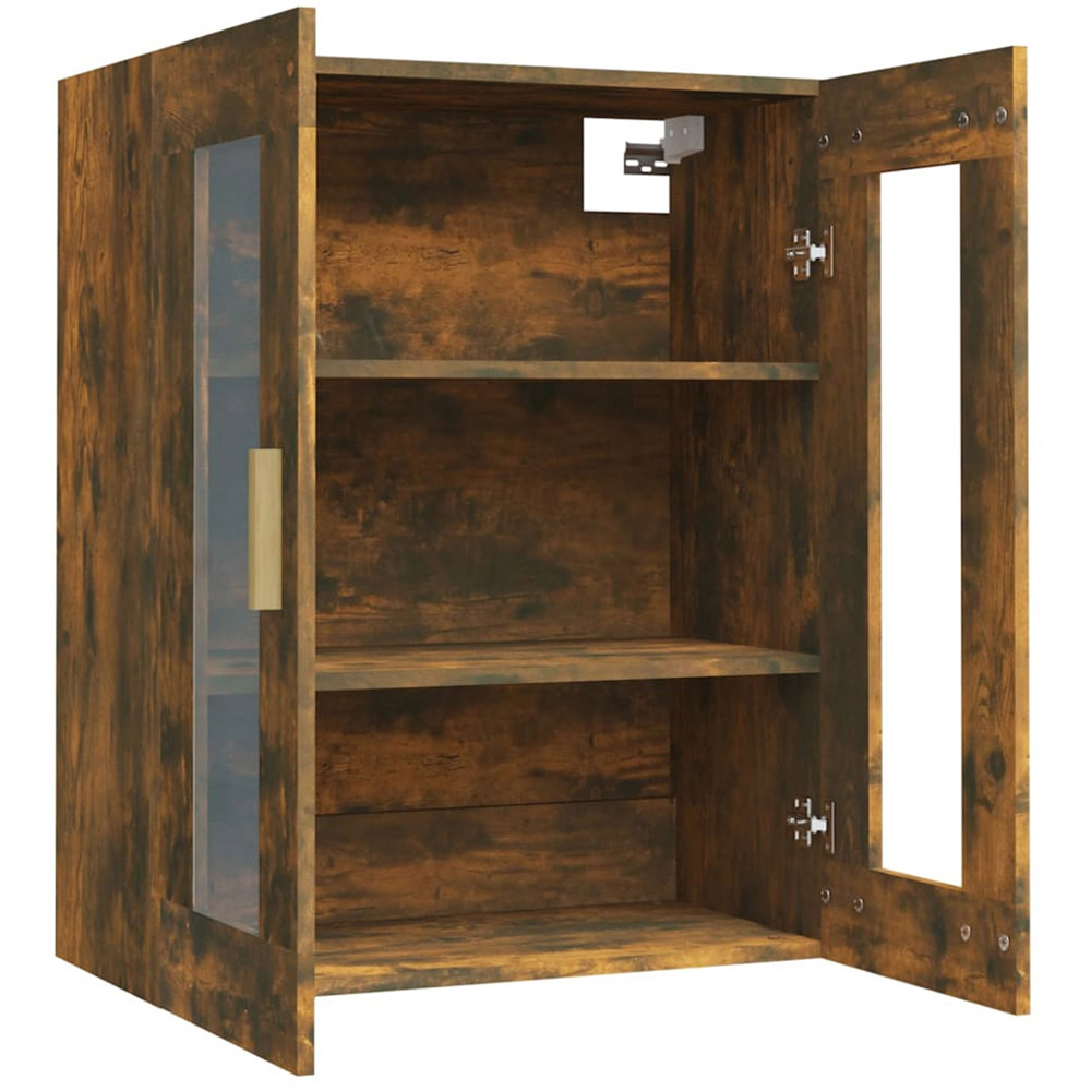 vidaXL 2 Door 3 Shelf Smoked Oak Hanging Wall Cabinet Image 5