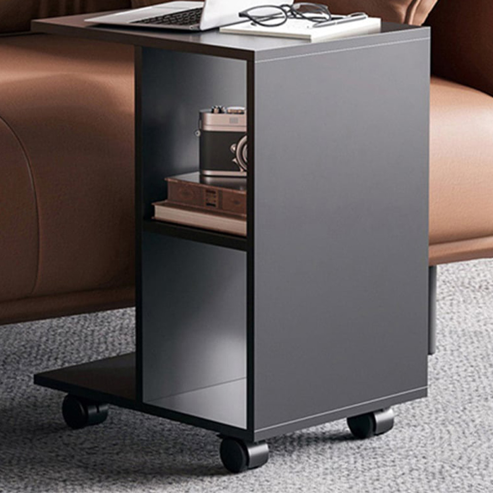 Portland 2 Shelf Black C Shape Side Table Image 1