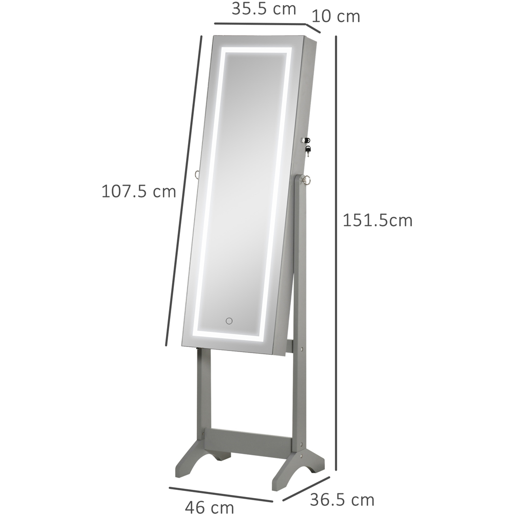Portland Grey LED Lockable Jewellery Cabinet Image 7