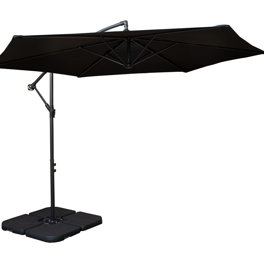 Samuel Alexander Black Cantilever Banana Garden Parasol with Base Weight 3m Image 1