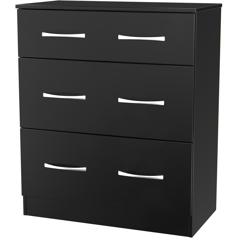 Crowndale Avon 3 Drawer Matt Black Deep Chest of Drawers Ready Assembled Image 4
