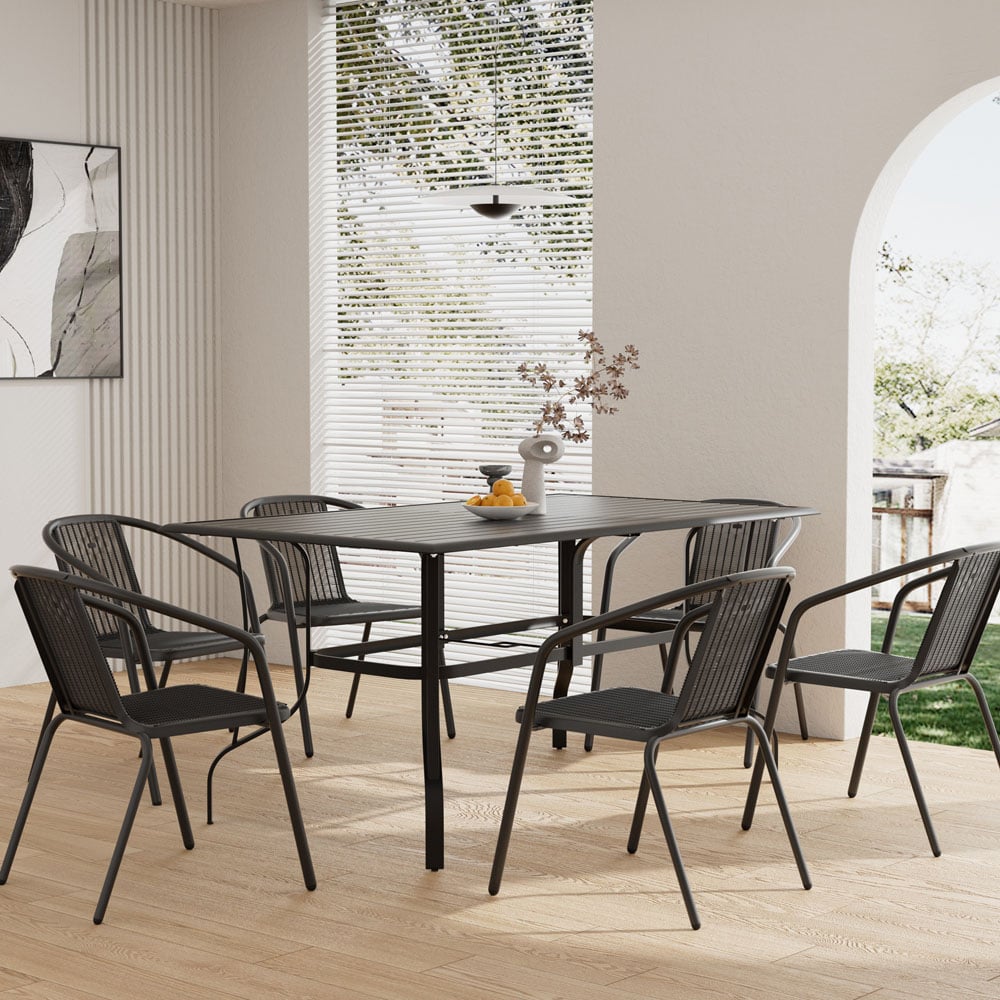 Living and Home Wicker 6 Seater Rectangular Patio Set Image 7