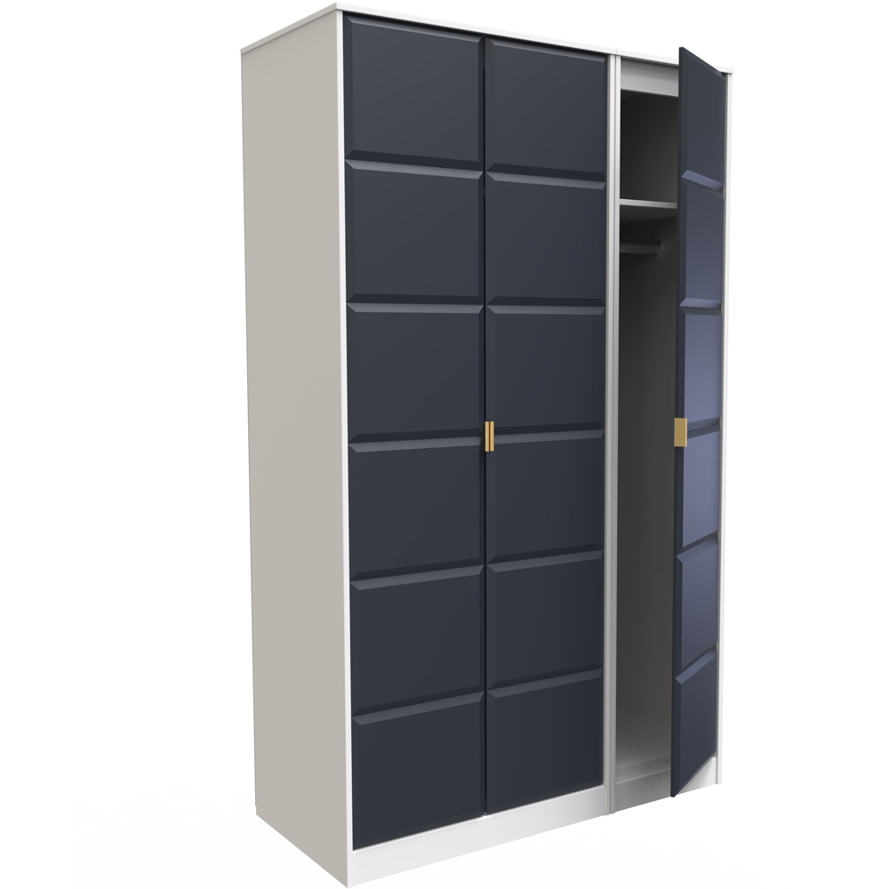 Crowndale Cube 3 Door Matt Indigo and White Wardrobe Ready Assembled Image 7