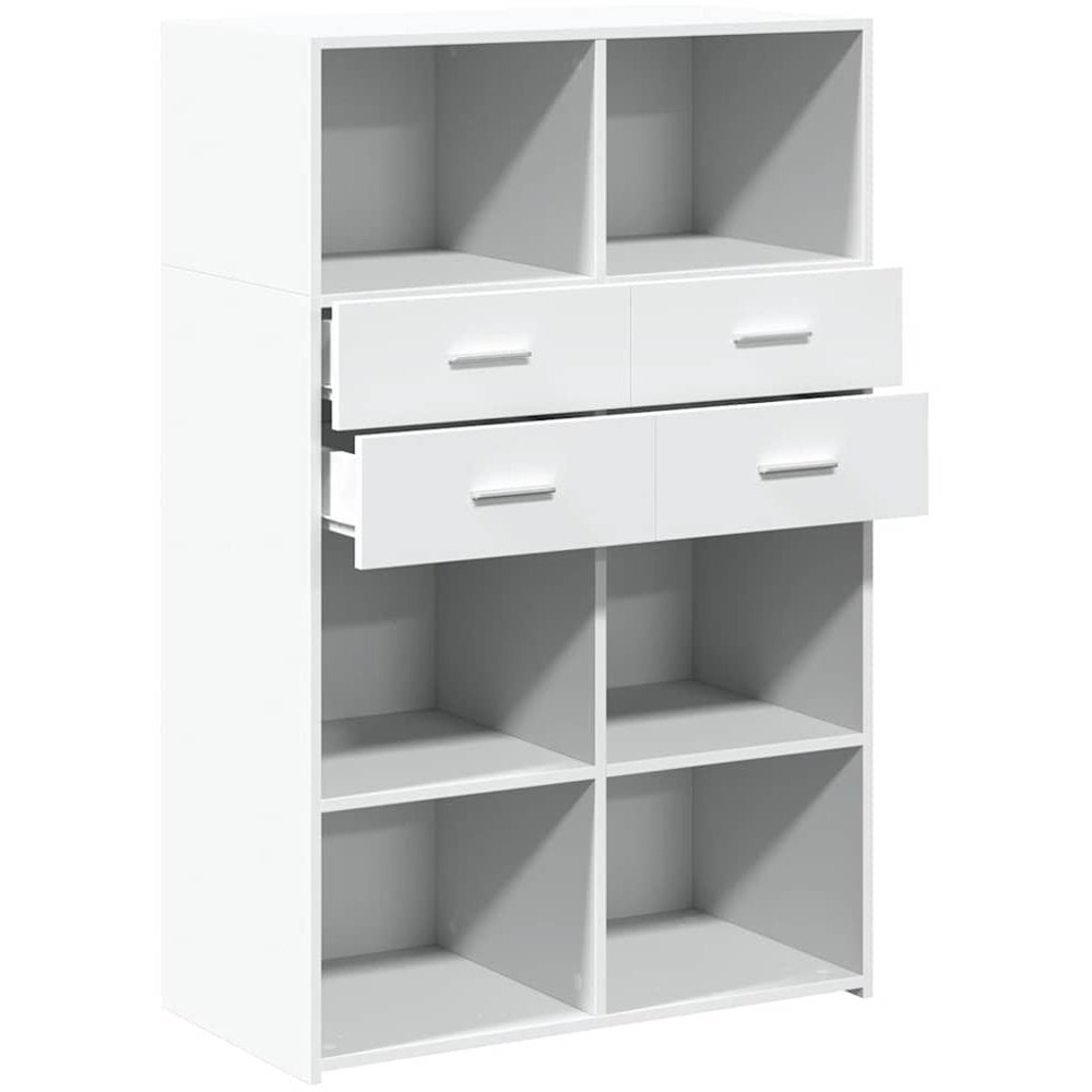 vidaXL 4 Drawer 6 Shelf White Highboard Image 7
