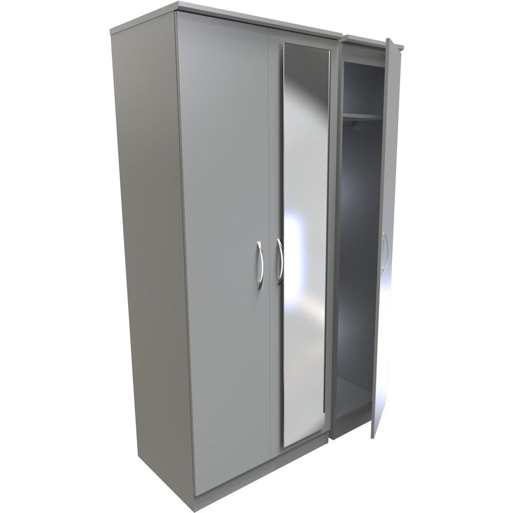 Crowndale Avon 3 Door Dusk Grey Mirror Wardrobe Ready Assembled Image 5