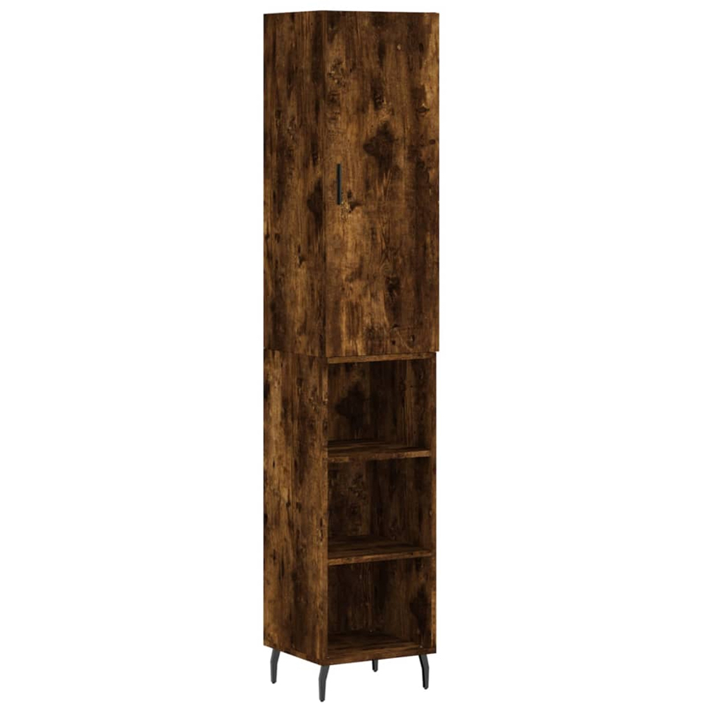 vidaXL Single Door 3 Shelf Smoked Oak Highboard Image 2