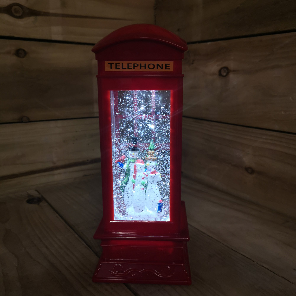 Samuel Alexander Telephone Box with Snowman Scene Water Spinner Christmas Decoration 26.5cm Image 4