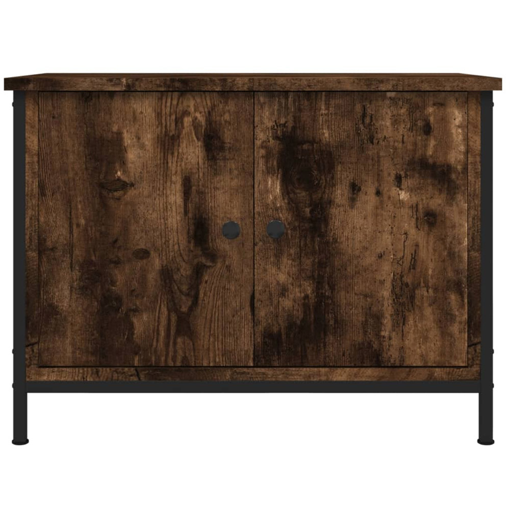 vidaXL 2 Door Smoked Oak TV Cabinet with Black Handles Image 5