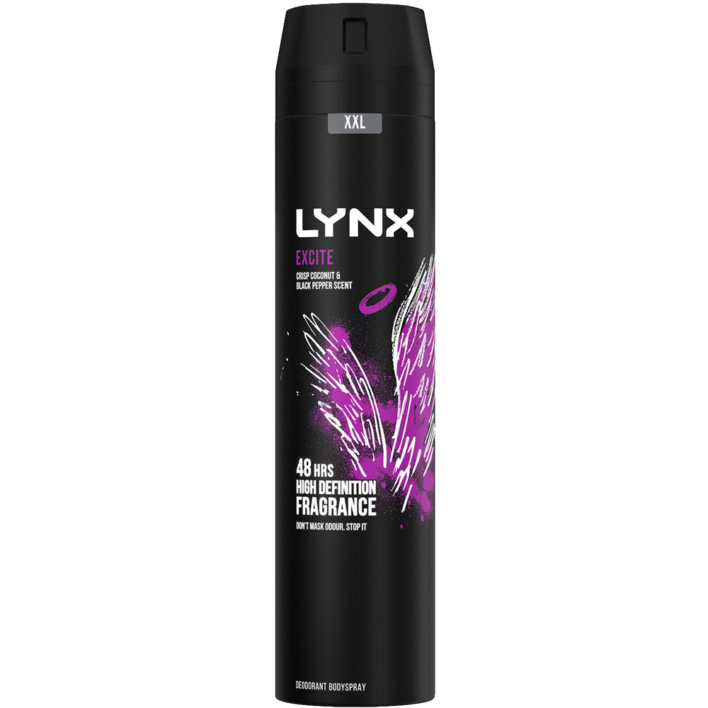 Lynx Excite Black Pepper and Crisp Coconut Shower Gel 500ml and Body Spray 250ml 6 Pack Image 5