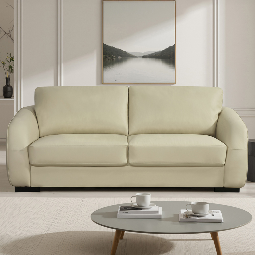 Artemis Home Brandon 3 Seater Cream Bonded Sofa Image 1