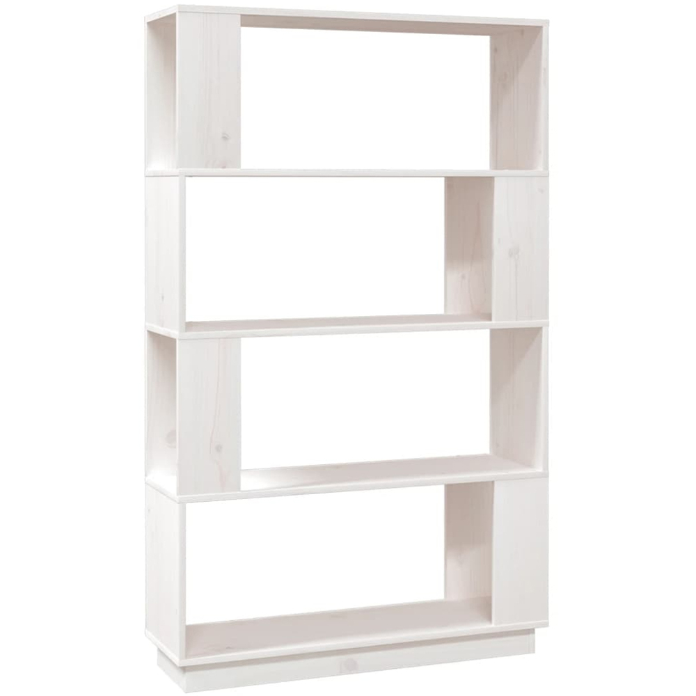vidaXL 4 Shelf White Solid Wood Pine Bookcase Image 2