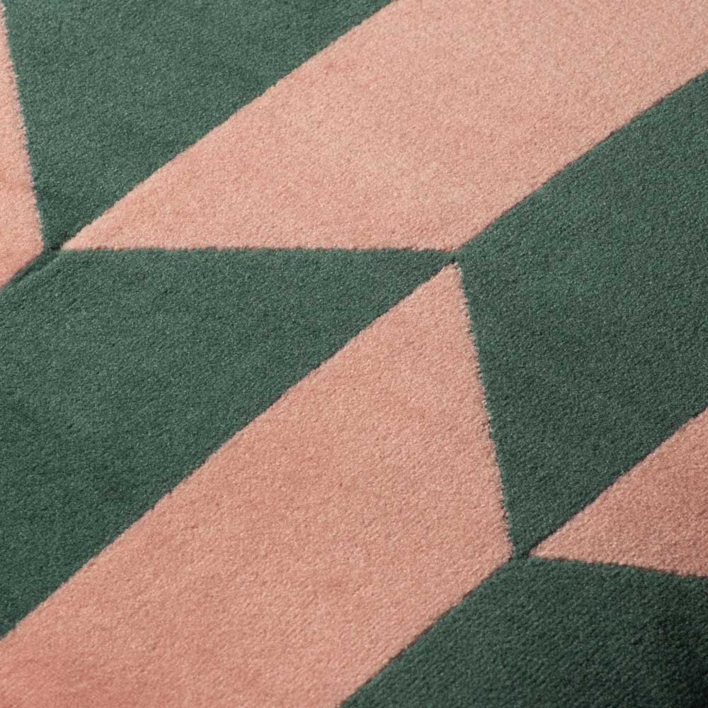 furn. Kalho Pink and Green Velvet Jacquard Cushion Image 4