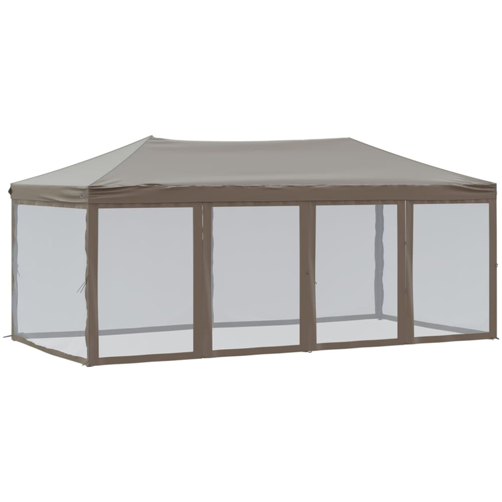 vidaXL 3 x 6m Taupe Foldable Party Tent with Sidewalls Image 2