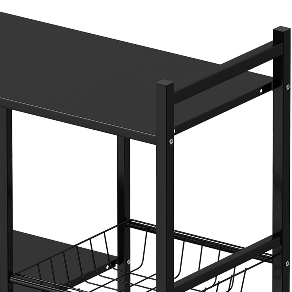 Living and Home 4-Tier Black Microwave Storage Rack on Wheel Image 5