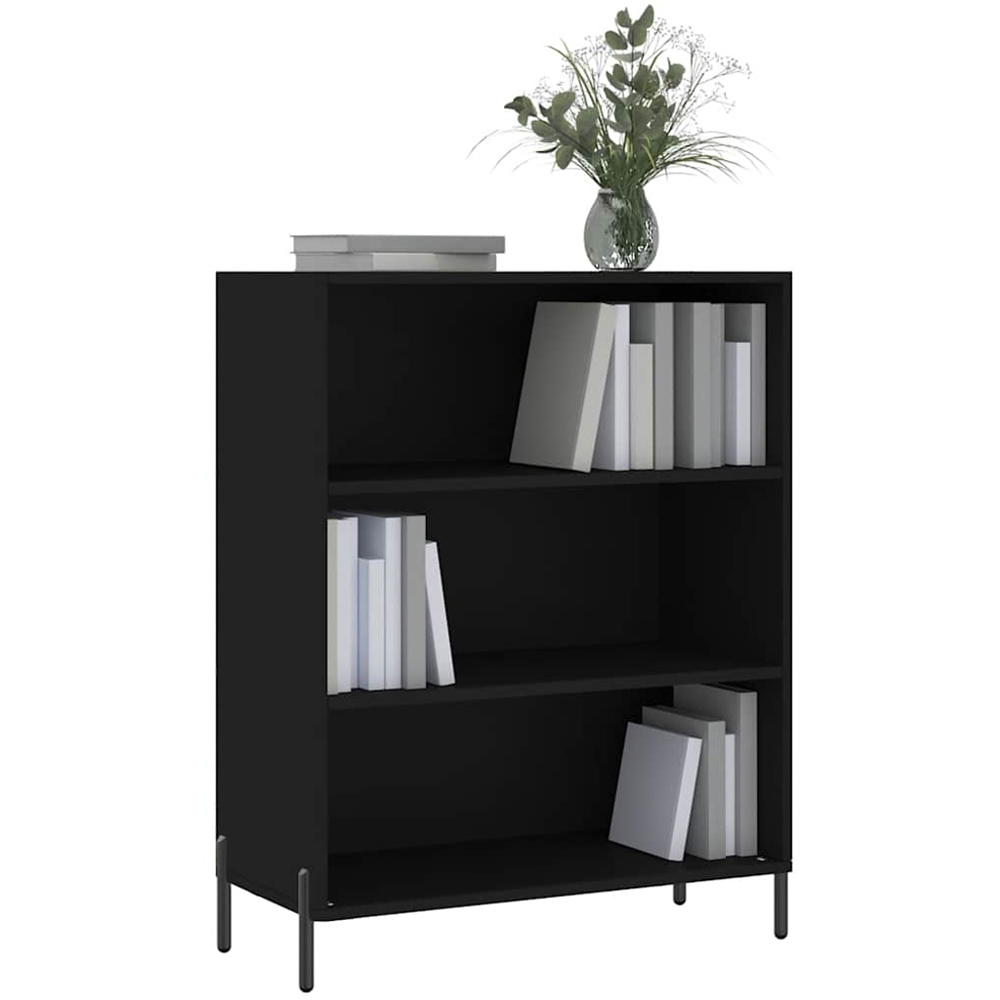 vidaXL 3 Open Shelf Black Shelf Cabinet Image 3