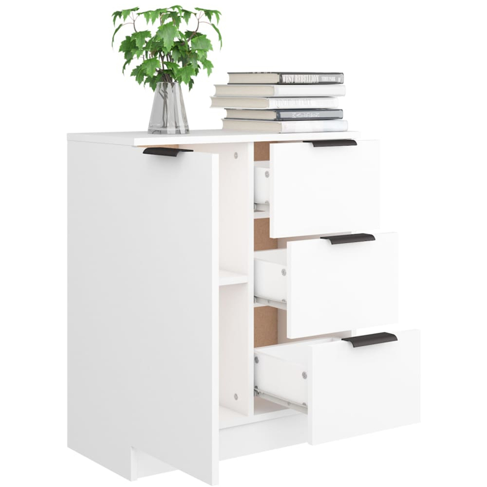 vidaXL Single Door 3 Drawer White Sideboard Image 7