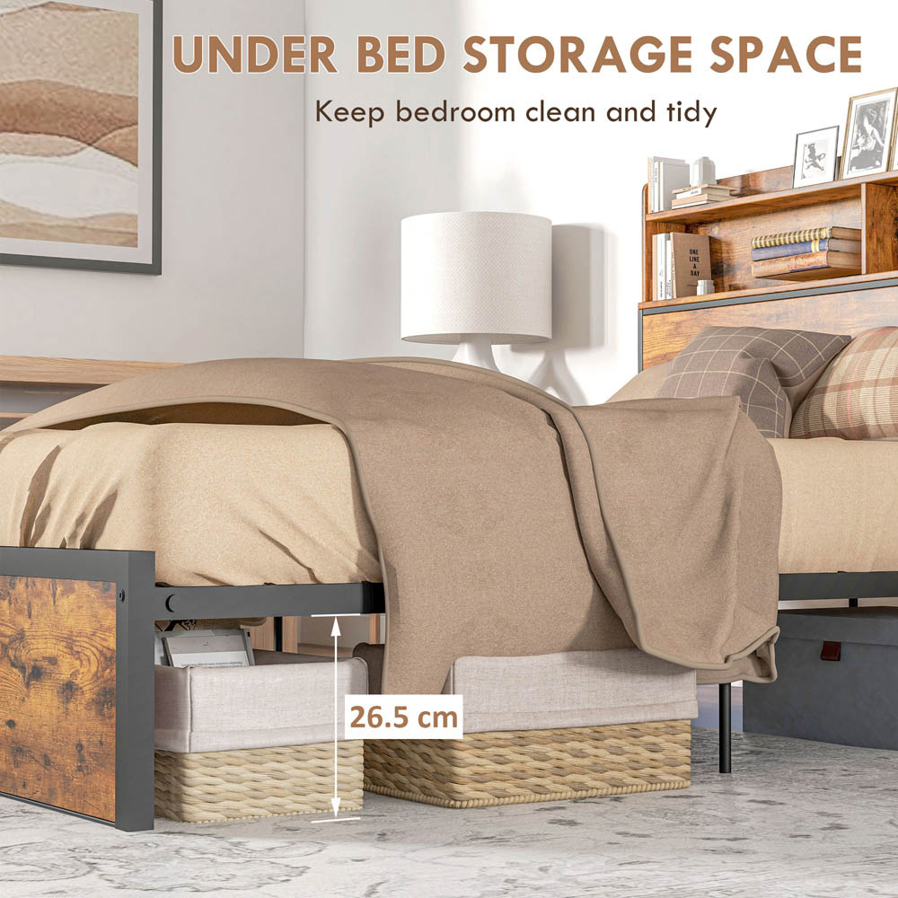 Portland Double Rustic Brown Industrial Style Steel Bed Frame with Headboard and Footboard Image 5