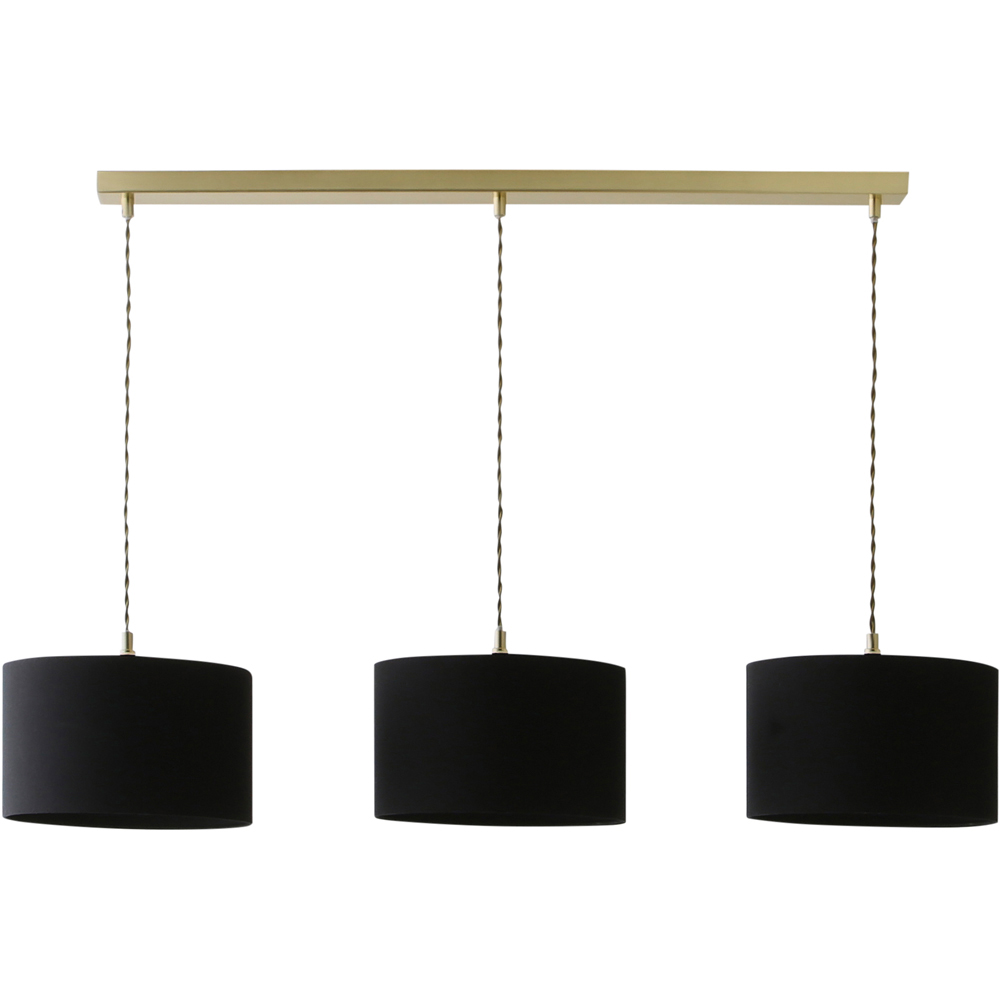 ValueLights Reni Black Drum Shade 3 Drop Bar Gold Diner LED Ceiling Pendant Light Image 1