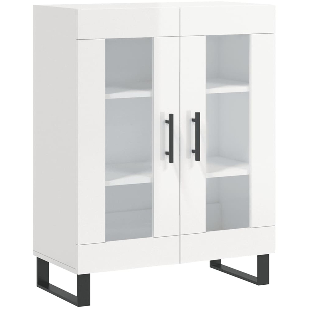 vidaXL 2 Glass Door High Gloss White Sideboard Image 2