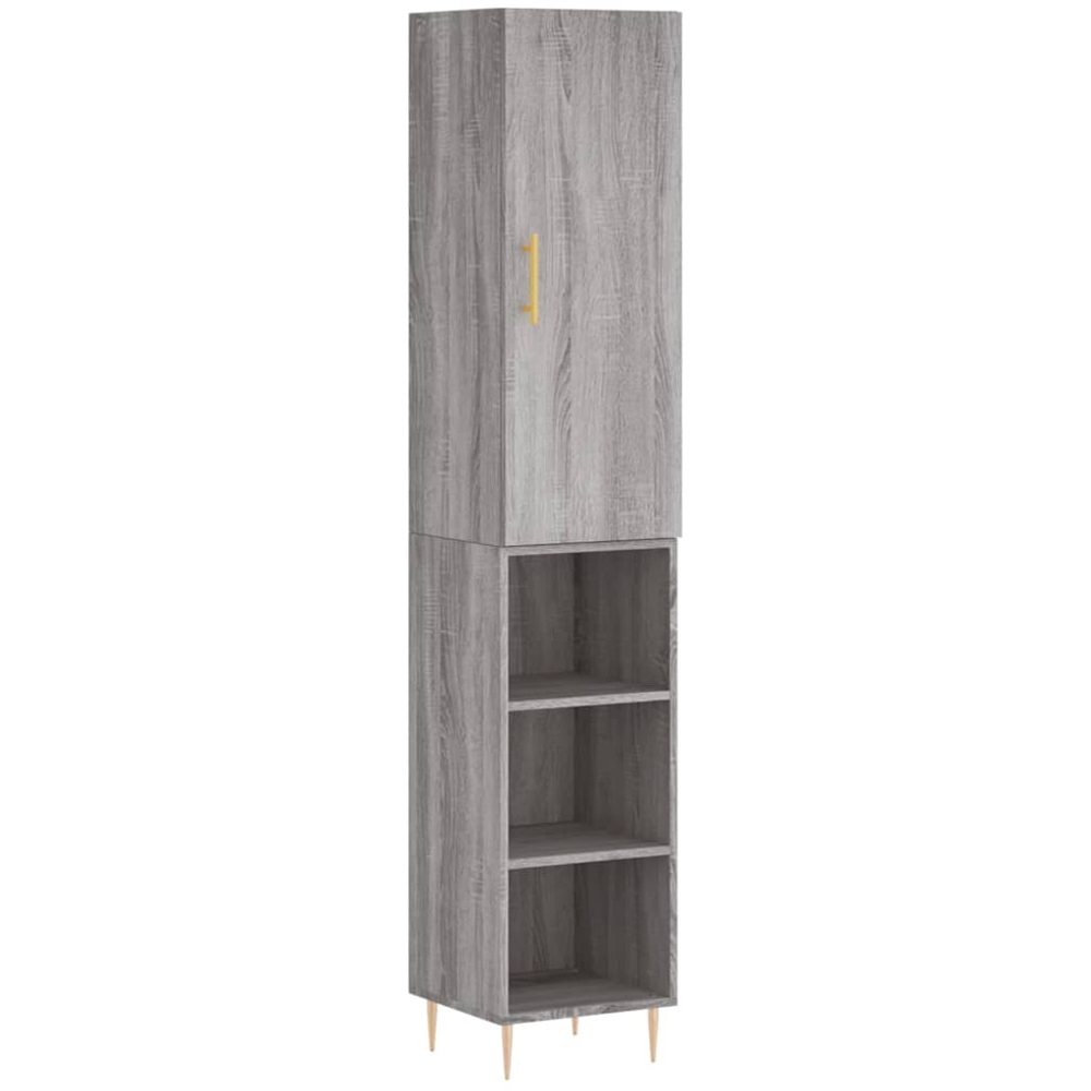 vidaXL Single Door 3 Shelf Grey Sonoma Highboard with Gold Handle Image 2