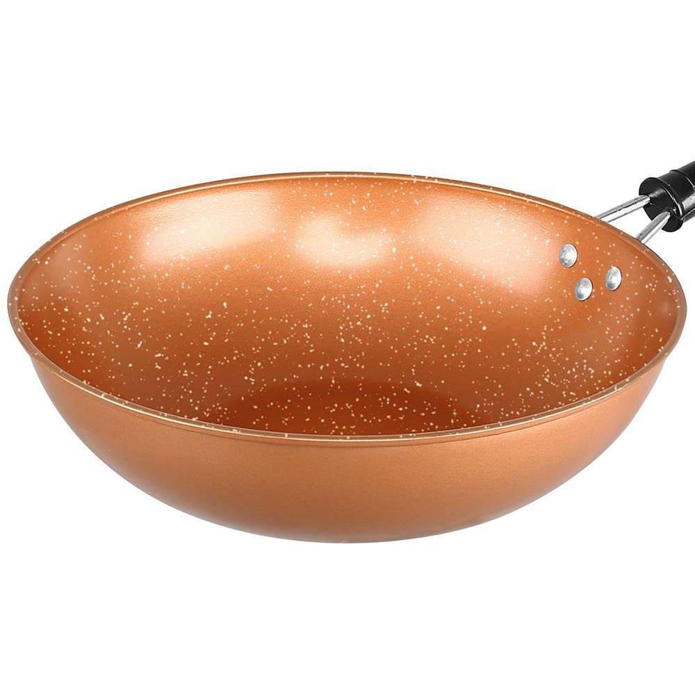 Copper 30cm Non Stick Metal Chinese Wok Image 2
