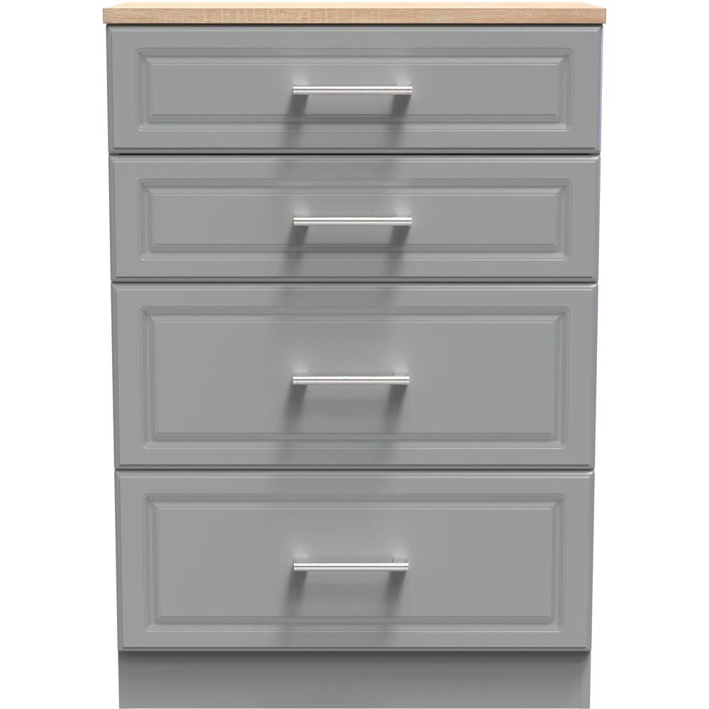 Crowndale Kent 4 Drawer Dusk Grey and Bardolino Oak Deep Chest of Drawers Ready Assembled Image 2