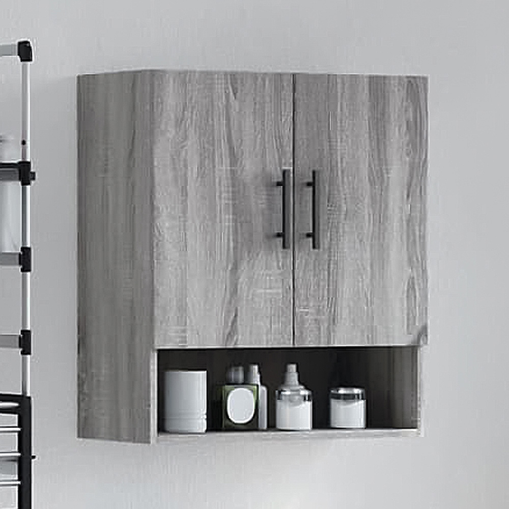 vidaXL 2 Door Single Shelf Grey Sonoma Oak Wall Cabinet Image 1
