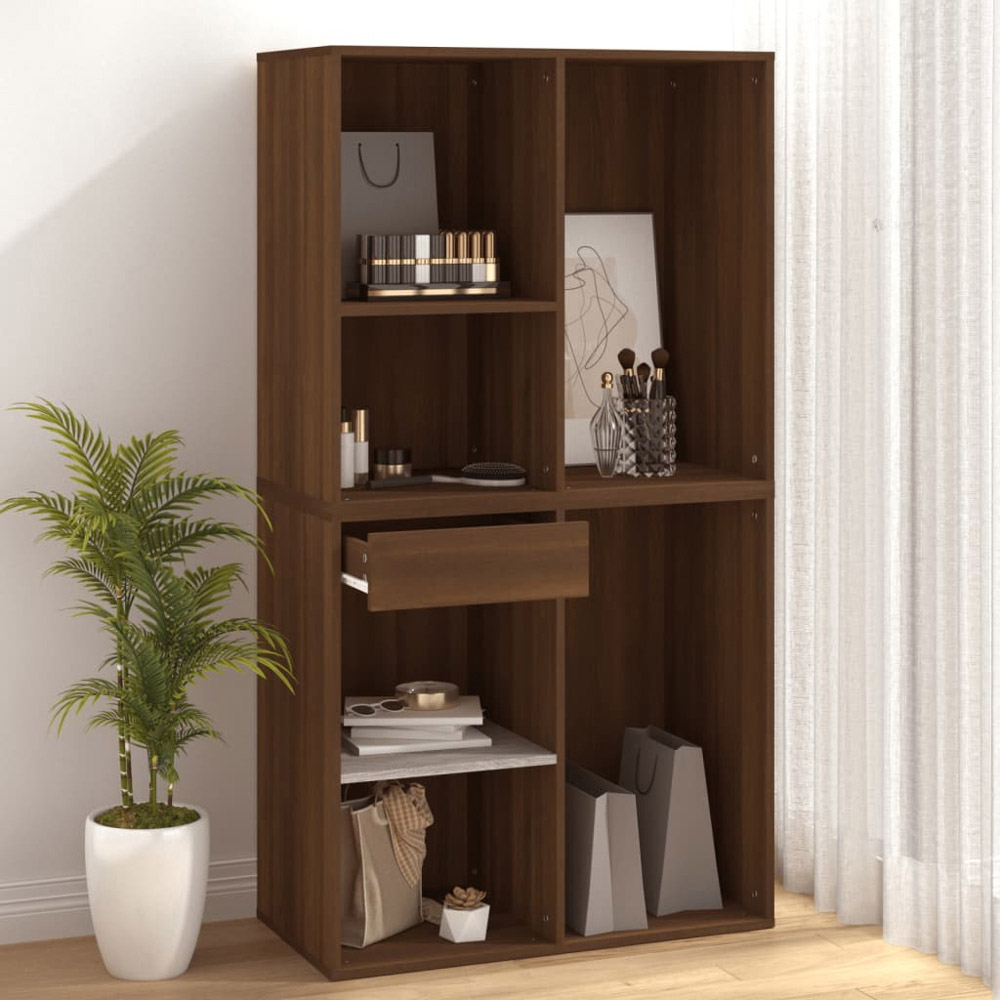 vidaXL Brown Oak Single Drawer 3 Open Shelf Cosmetic Storage Cabinet Image 7