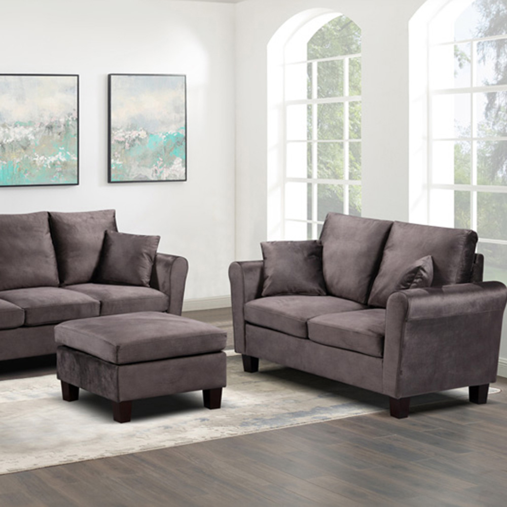 Brooklyn 6 Seater Mottled Mink Brushed Velvet Sofa Set Image 3