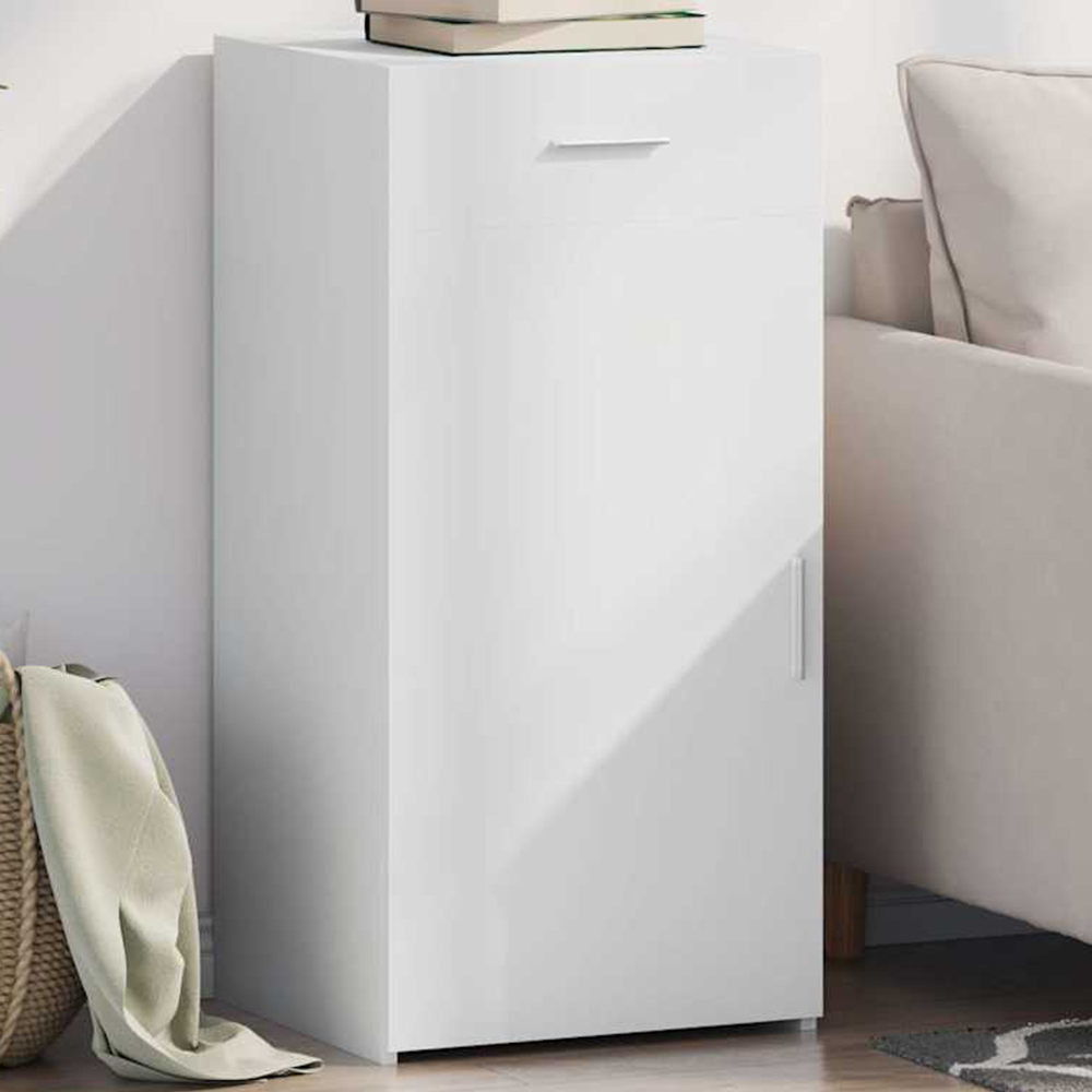 vidaXL Single Door Single Drawer White Sideboard Image 1