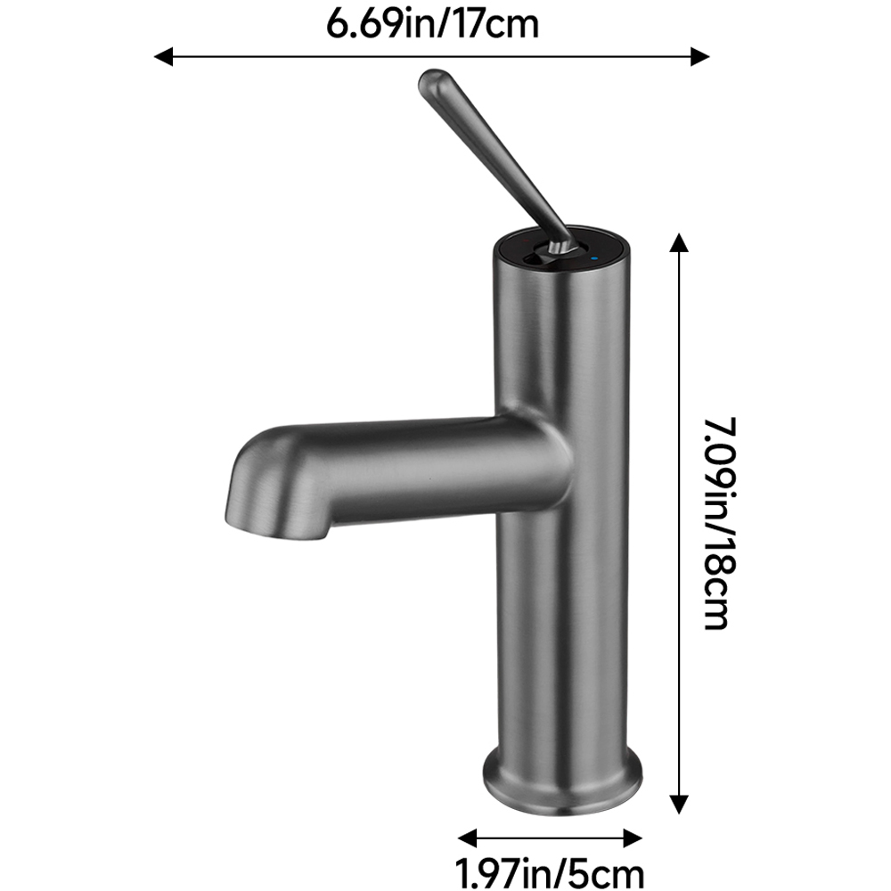 Living and Home Gunmetal Grey Metal Basin Mixer Tap Image 7