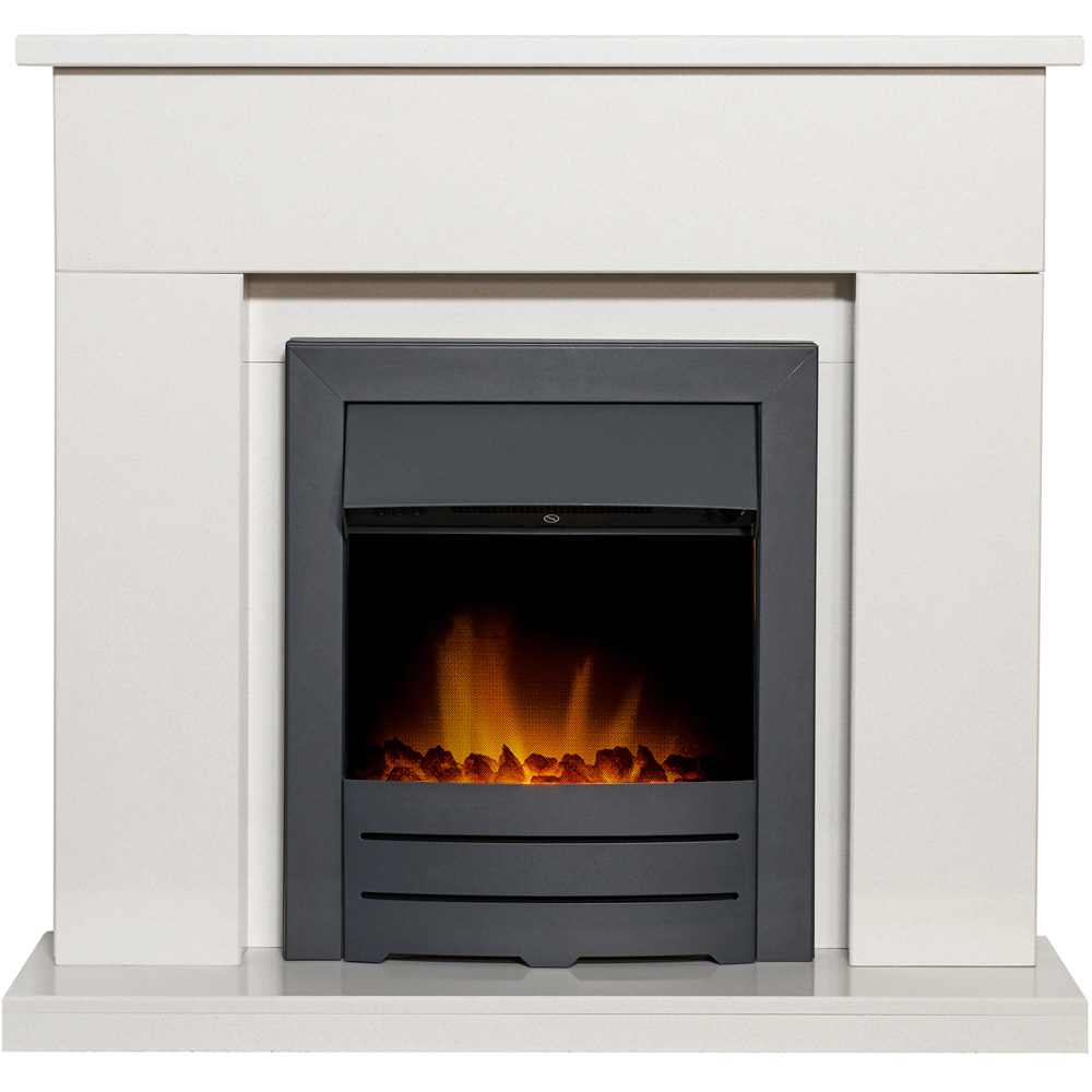 Adam Lomond White Marble and Black Fireplace with Colorado Electric Fire 39 inch Image 1