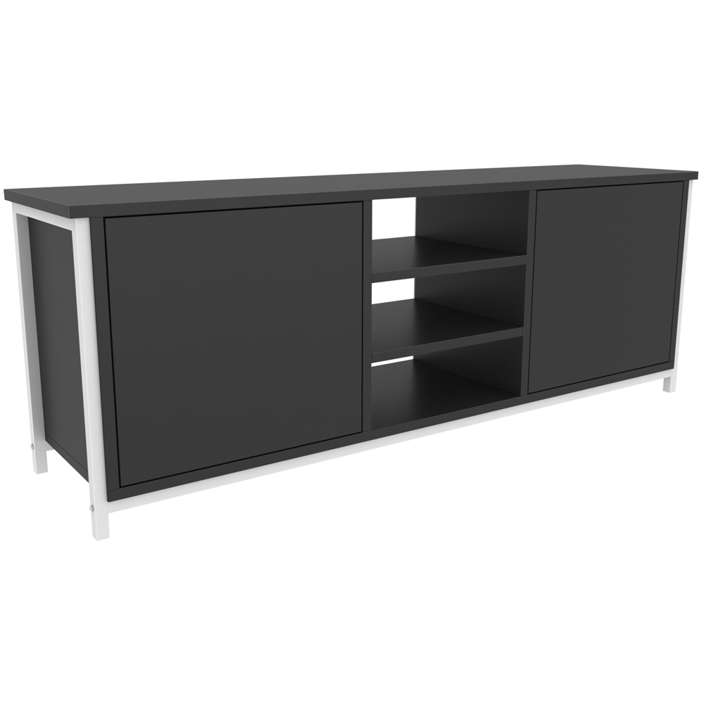 Decorotika Otis 2 Door 3 Shelf White and Anthracite TV Stand for 63 inch TV Image 2