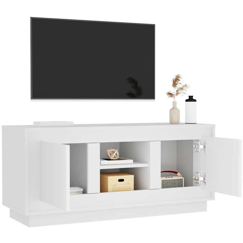 vidaXL 2 Door 2 Shelf White TV Cabinet Image 4