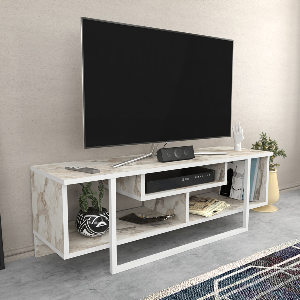 Decorotika Asal Ephesus and White Wide TV Unit Image 4