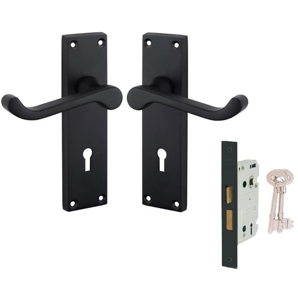 Golden Matt Black Grace Victorian Scroll Door Handle Set 150 x 40mm Image 1