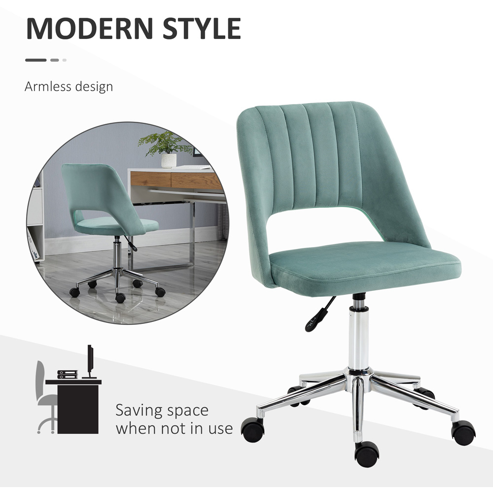 Portland Green Velvet Swivel Office Chair Image 5