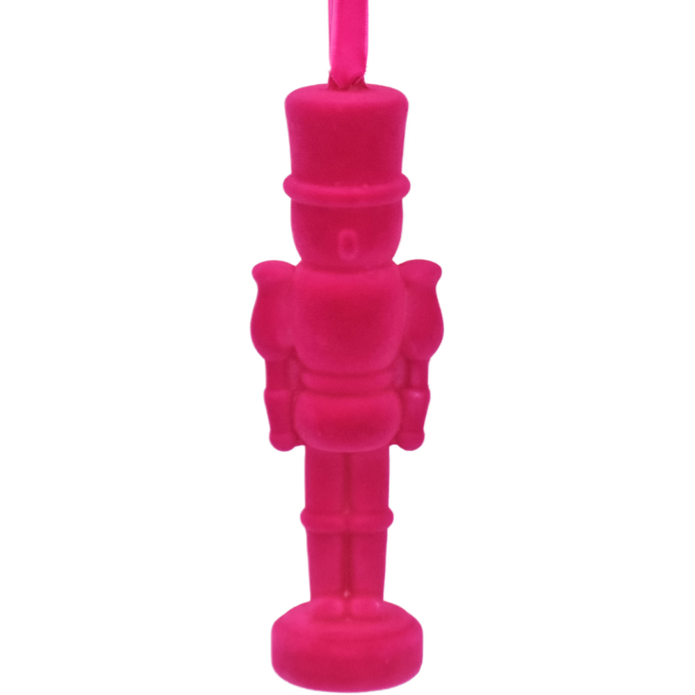 Pack of 4 Flocked Nutcracker Baubles Pink Image 3