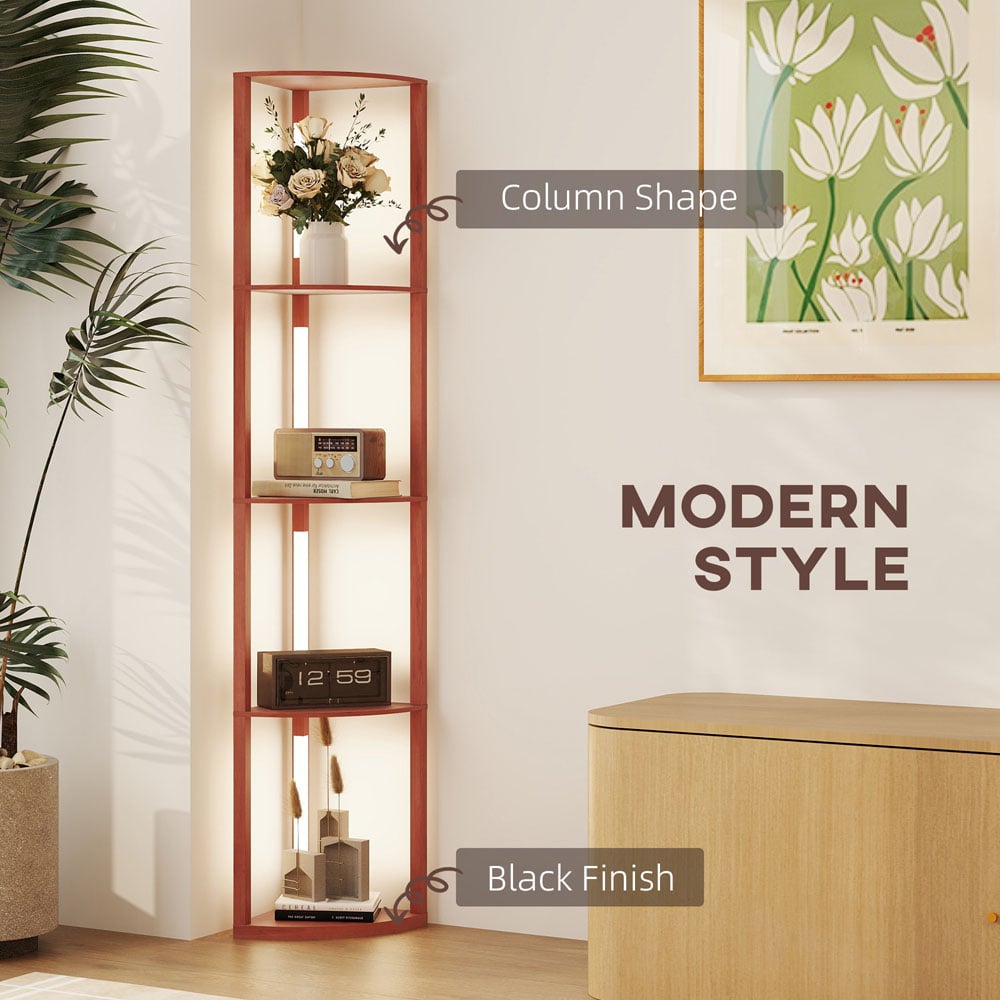 Portland 4 Shelf Brown Dimmable Warm White LED Corner Floor Lamp Image 7