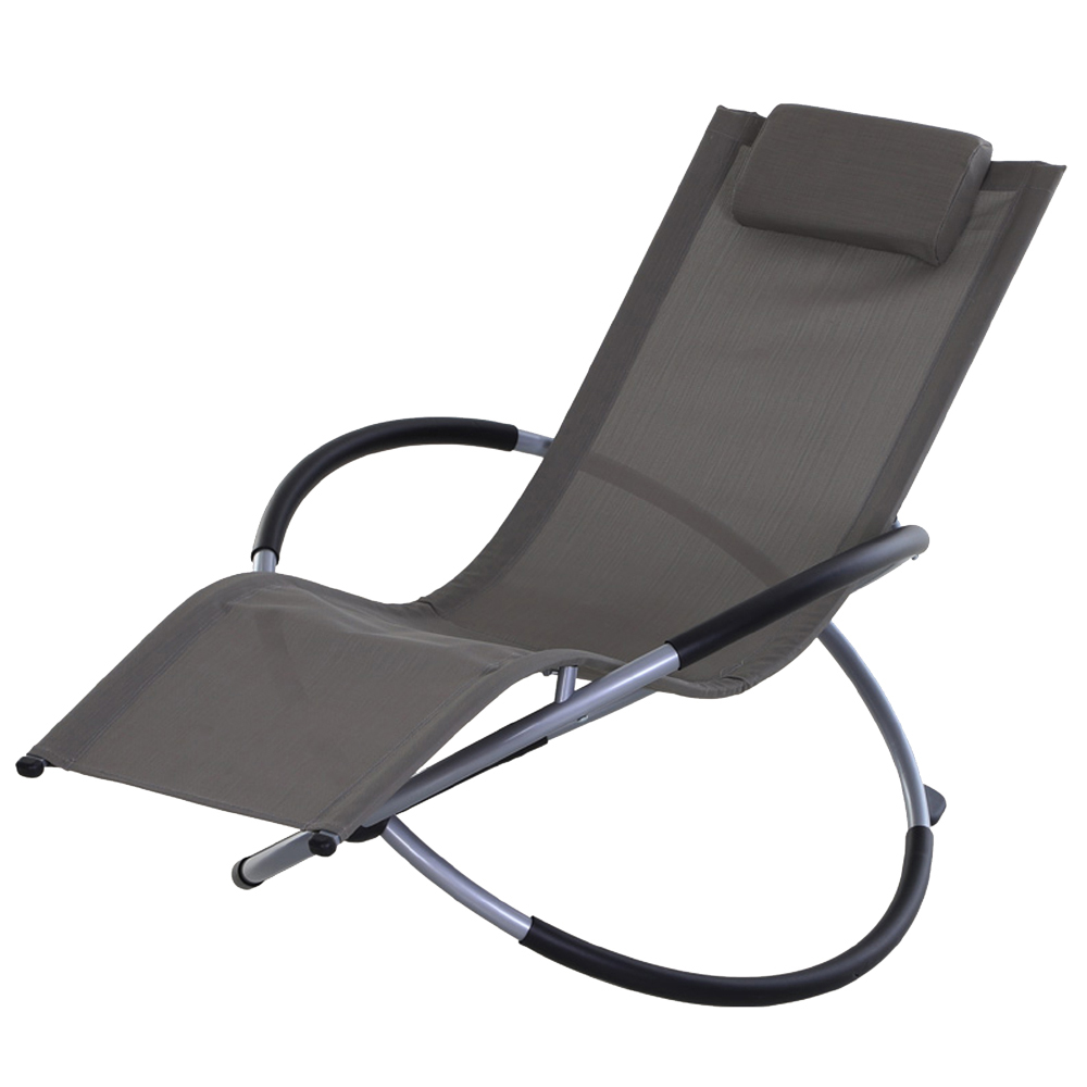 Outsunny Texteline Grey Zero Gravity Rocking Lounger Image 5