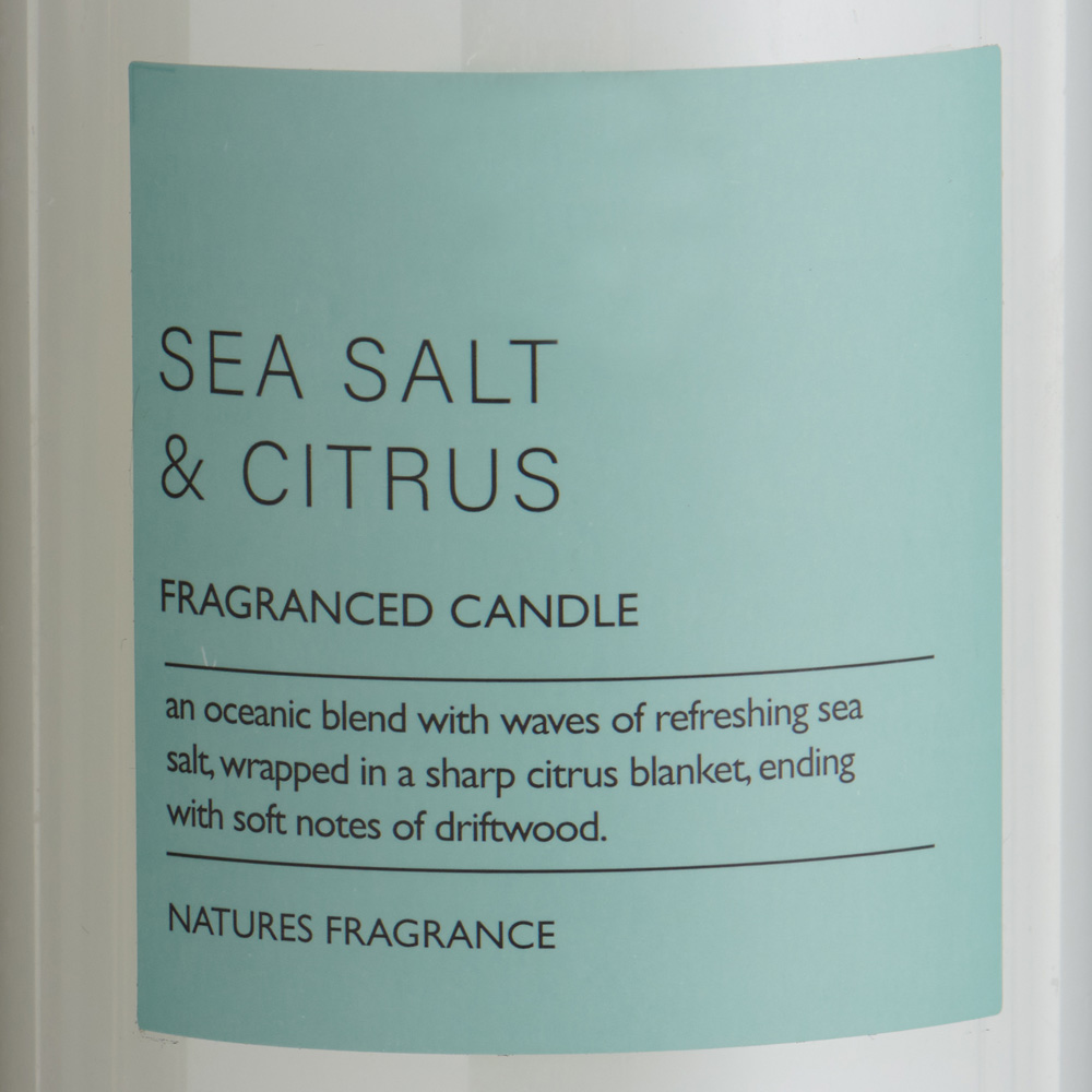 Nature's Fragrance Sea Salt and Citrus Pillar Candle Image 2