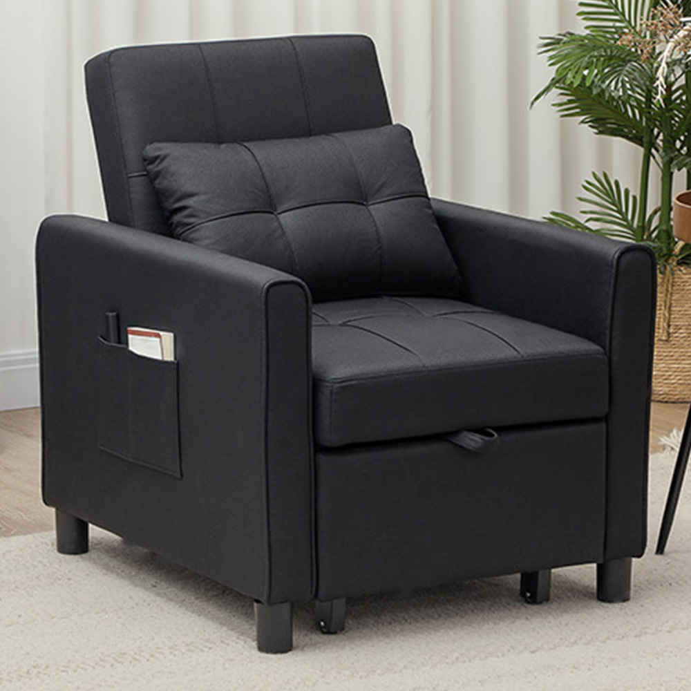 HOMCOM Single Black Convertible Pull Out Chair Bed Image 1