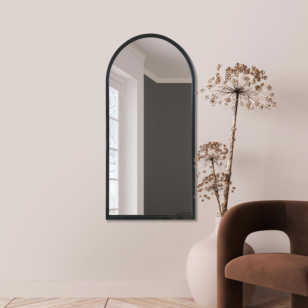The Arcus Black Arched Wall Mirror 120 x 60cm Image 2