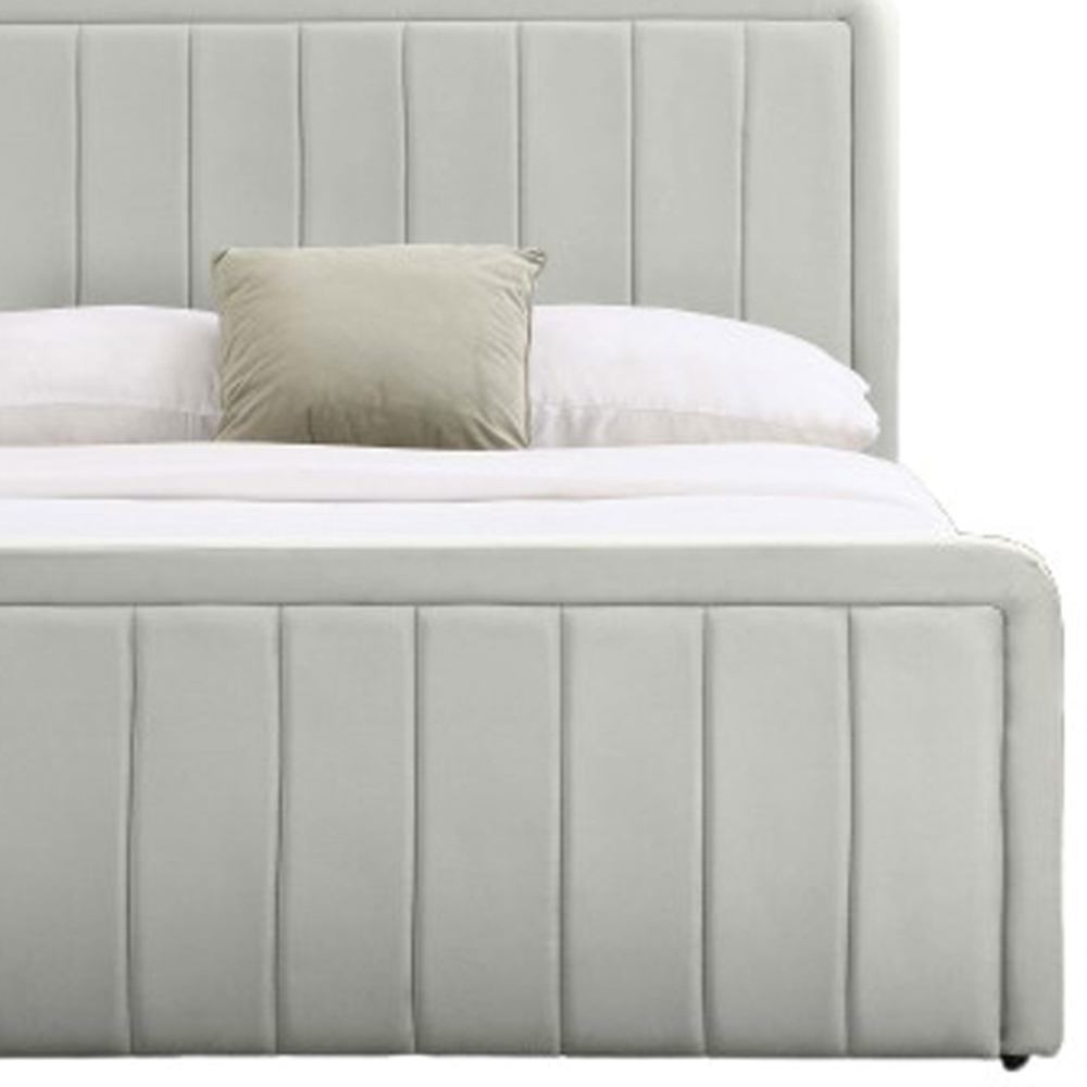 Comfy Living King Size Cream Brushed Velvet Ottoman Bed Frame Image 3