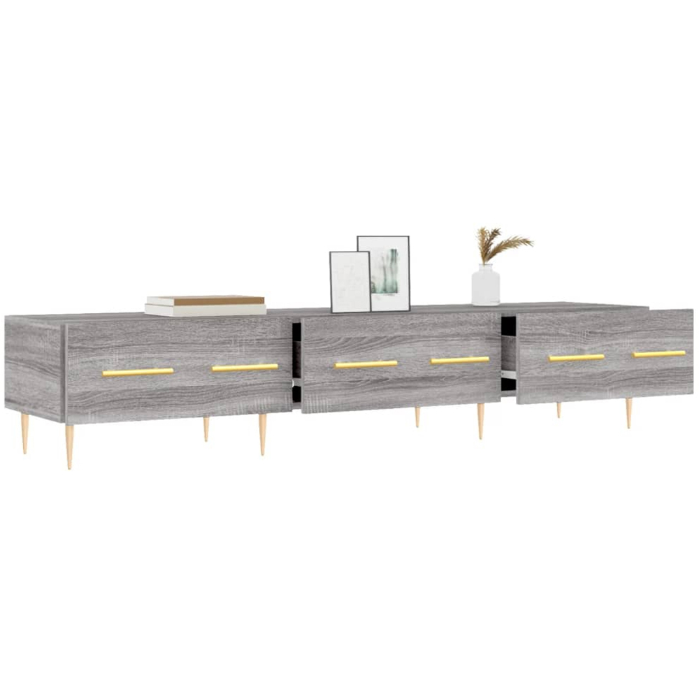 vidaXL 3 Drawer Grey Sonoma Wide TV Cabinet Image 4