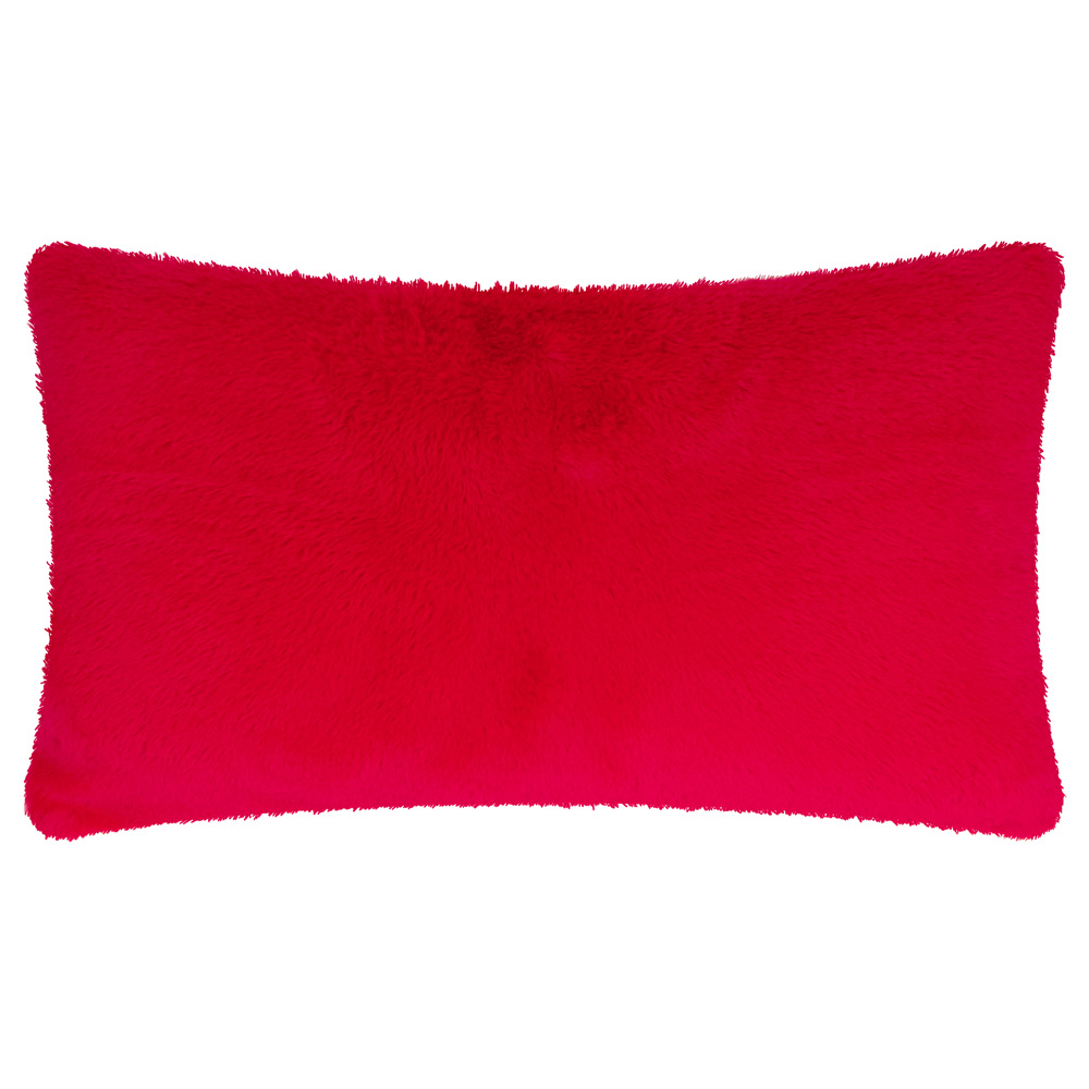 Furn Merry and Bright Stripe Red and Pink Faux Fur Cushion 30 x 50cm Image 2