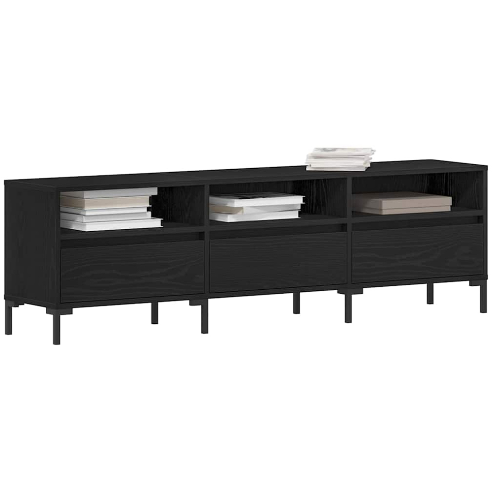 vidaXL 3 Door 3 Shelf Black Oak TV Cabinet Image 3