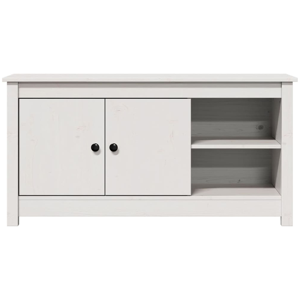 vidaXL 2 Door 2 Shelf White Solid Pine Wood TV Cabinet Image 4