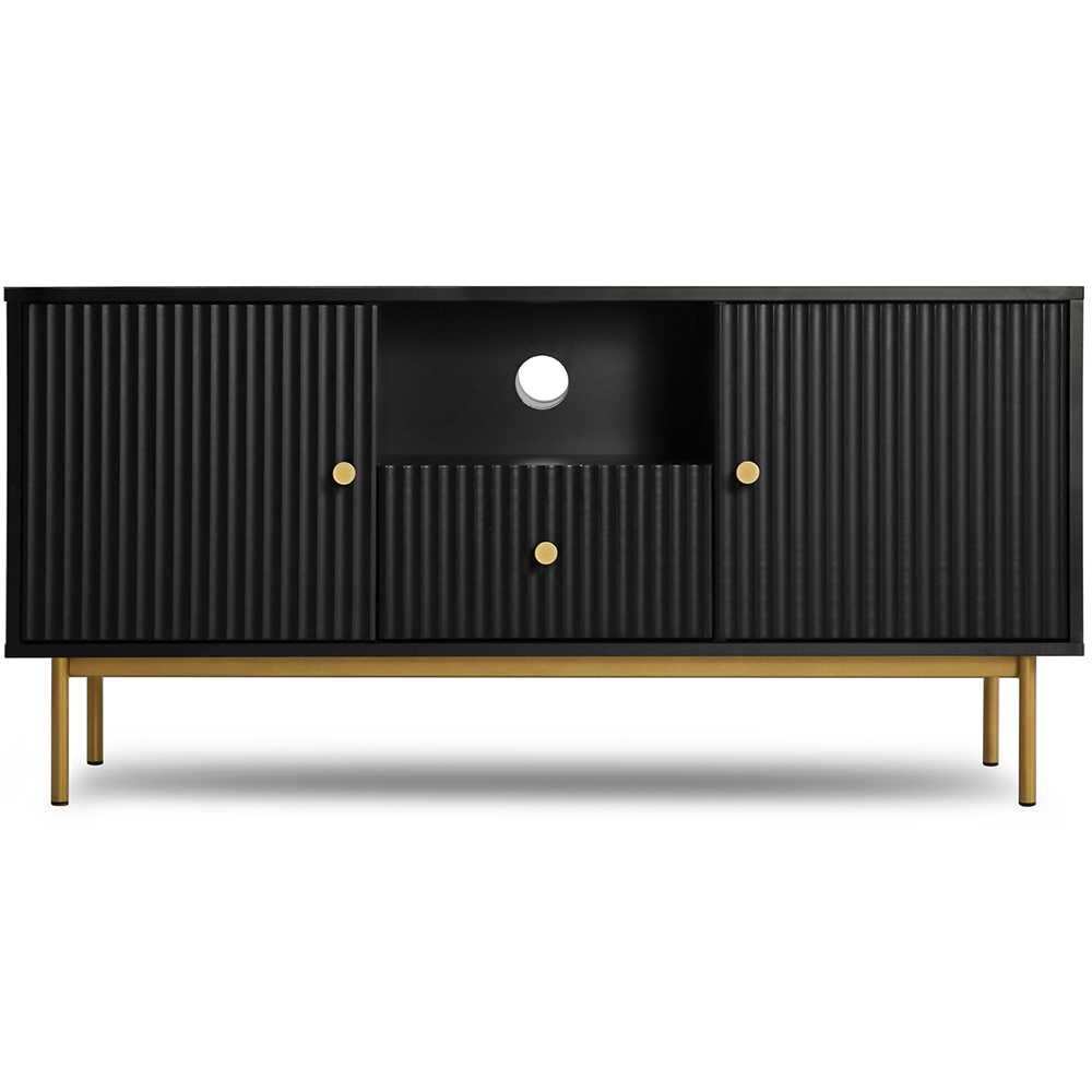 Devon 2 Door Single Drawer Black TV Unit Image 2